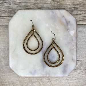 NWT LUCKY BRAND BRONZE PAVÈ DANGLE EARRING